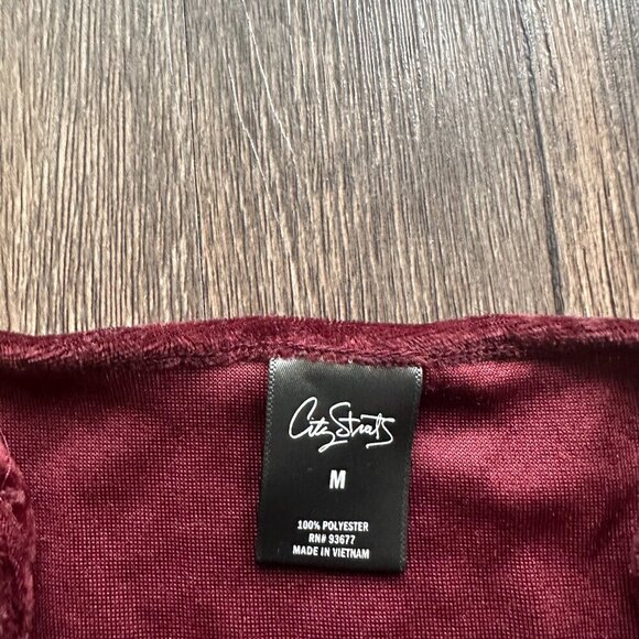 City Streets Burgundy Velvet Tank Top - Medium - Picture 3 of 3
